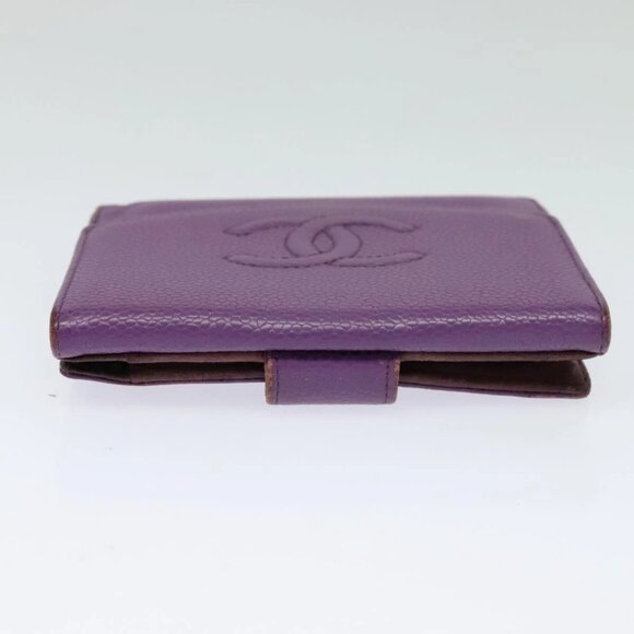 CHANEL COCO Mark Wallet Grained Calf Skin Purple Gold - Picture 5 of 16